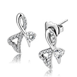 High polished (no plating) Stainless Steel Earrings with AAA Grade CZ  in Clear