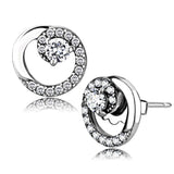 High polished (no plating) Stainless Steel Earrings with AAA Grade CZ  in Clear