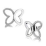 High polished (no plating) Stainless Steel Earrings with AAA Grade CZ  in Clear