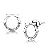 High polished (no plating) Stainless Steel Earrings with AAA Grade CZ  in Clear