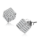 High polished (no plating) Stainless Steel Earrings with AAA Grade CZ  in Clear