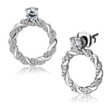 High polished (no plating) Stainless Steel Earrings with AAA Grade CZ  in Clear