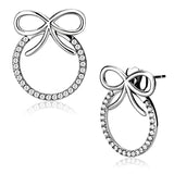 High polished (no plating) Stainless Steel Earrings with AAA Grade CZ  in Clear