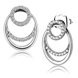 High polished (no plating) Stainless Steel Earrings with AAA Grade CZ  in Clear