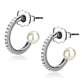High polished (no plating) Stainless Steel Earrings with Synthetic Pearl in White