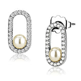 High polished (no plating) Stainless Steel Earrings with Synthetic Pearl in White