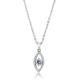 High polished (no plating) Stainless Steel Chain Pendant with AAA Grade CZ  in Clear