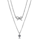 High polished (no plating) Stainless Steel Necklace with AAA Grade CZ  in Clear