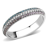 High polished (no plating) Stainless Steel Ring with AAA Grade CZ  in Multi Color