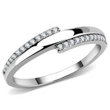 High polished (no plating) Stainless Steel Ring with AAA Grade CZ  in Clear