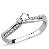 High polished (no plating) Stainless Steel Ring with AAA Grade CZ  in Clear