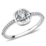 High polished (no plating) Stainless Steel Ring with AAA Grade CZ  in Clear