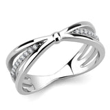 High polished (no plating) Stainless Steel Ring with AAA Grade CZ  in Clear