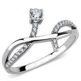 High polished (no plating) Stainless Steel Ring with AAA Grade CZ  in Clear