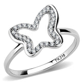 High polished (no plating) Stainless Steel Ring with AAA Grade CZ  in Clear