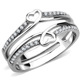 High polished (no plating) Stainless Steel Ring with AAA Grade CZ  in Clear
