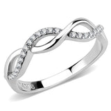 High polished (no plating) Stainless Steel Ring with AAA Grade CZ  in Clear