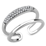 High polished (no plating) Stainless Steel Ring with AAA Grade CZ  in Clear