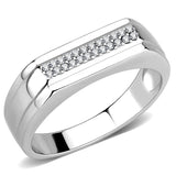 High polished (no plating) Stainless Steel Ring with AAA Grade CZ  in Clear