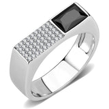 High polished (no plating) Stainless Steel Ring with AAA Grade CZ  in Black Diamond