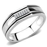 High polished (no plating) Stainless Steel Ring with AAA Grade CZ  in Clear