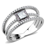 High polished (no plating) Stainless Steel Ring with AAA Grade CZ  in Clear