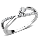 High polished (no plating) Stainless Steel Ring with AAA Grade CZ  in Clear