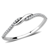 High polished (no plating) Stainless Steel Ring with AAA Grade CZ  in Clear