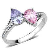 High polished (no plating) Stainless Steel Ring with AAA Grade CZ  in Multi Color