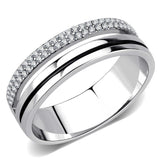 High polished (no plating) Stainless Steel Ring with AAA Grade CZ  in Clear