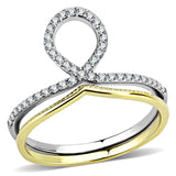 Two-Tone IP Gold (Ion Plating) Stainless Steel Ring with AAA Grade CZ  in Clear