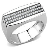 High polished (no plating) Stainless Steel Ring with AAA Grade CZ  in Clear