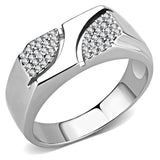 High polished (no plating) Stainless Steel Ring with AAA Grade CZ  in Clear