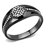 IP Black(Ion Plating) Stainless Steel Ring with AAA Grade CZ  in Clear