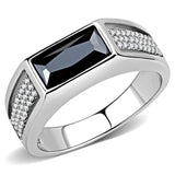 High polished (no plating) Stainless Steel Ring with AAA Grade CZ  in Black Diamond