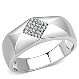 High polished (no plating) Stainless Steel Ring with AAA Grade CZ  in Clear