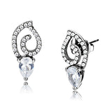 High polished (no plating) Stainless Steel Earrings with AAA Grade CZ  in Clear