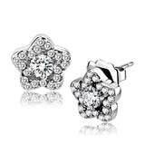High polished (no plating) Stainless Steel Earrings with AAA Grade CZ  in Clear
