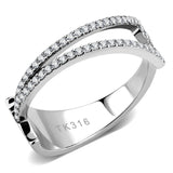 No Plating Stainless Steel Ring with AAA Grade CZ  in Clear