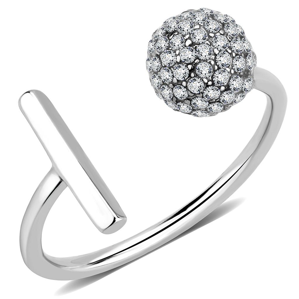 No Plating Stainless Steel Ring with AAA Grade CZ  in Clear