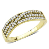 IP Gold(Ion Plating) Stainless Steel Ring with AAA Grade CZ  in Clear
