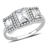 No Plating Stainless Steel Ring with AAA Grade CZ  in Clear