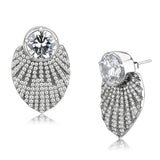 No Plating Stainless Steel Earrings with AAA Grade CZ  in Clear