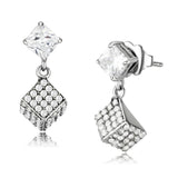 No Plating Stainless Steel Earrings with AAA Grade CZ  in Clear