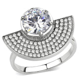No Plating Stainless Steel Ring with AAA Grade CZ  in Clear