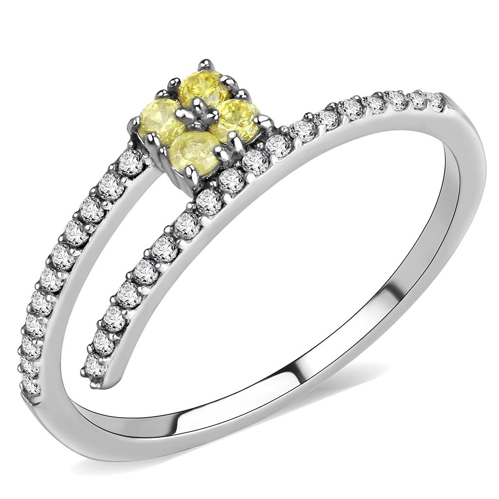 No Plating Stainless Steel Ring with AAA Grade CZ  in Topaz
