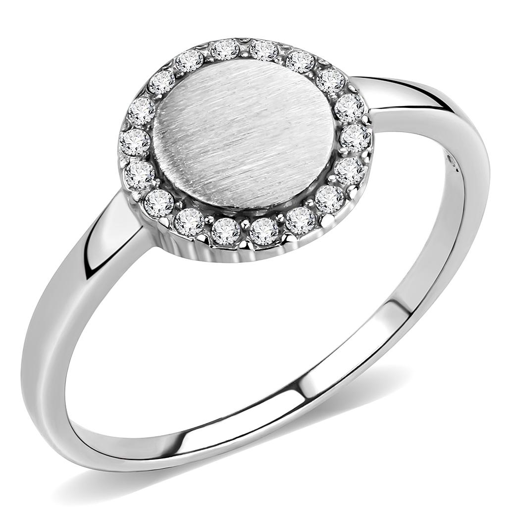 No Plating Stainless Steel Ring with AAA Grade CZ  in Clear