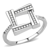 No Plating Stainless Steel Ring with AAA Grade CZ  in Clear