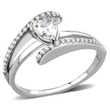 High polished (no plating) Stainless Steel Ring with AAA Grade CZ  in Clear
