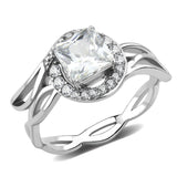 High polished (no plating) Stainless Steel Ring with AAA Grade CZ  in Clear